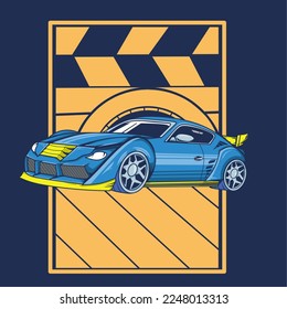 sports car vector illustration with interesting and creative background