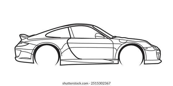 Sports car vector line art illustration isolated