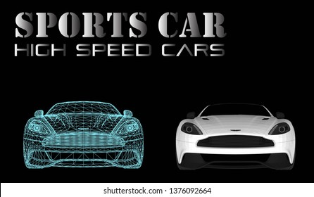 Sports car vector lines