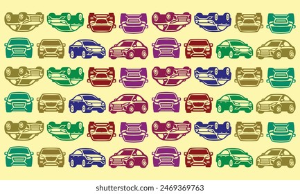 Sports car vector seamless pattern. For apparel prints, fabrics, and other uses.