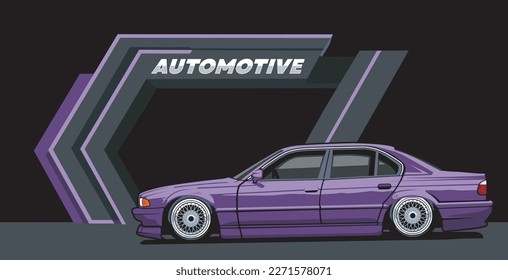 sports car vector template in with garage board background, can be used for auto modified t shirt print, clothing, sticker group community, poster, flyer banner