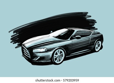 Sports Car. Vehicle Sketch Vector Illustration