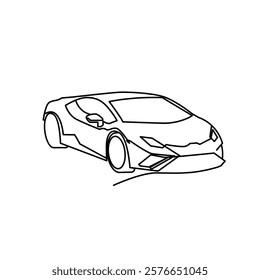  sports car vehicle transportation icon. Only black and white for coloring page, children book.