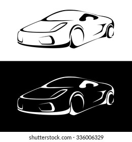 Sports Car Vehicle Vector Silhouette. Logo Element Isolated On White Background.