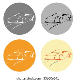 Sports car Vehicle Vector Silhouette. Logo element isolated on white background.