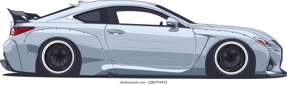 Sports car white japanese car vector