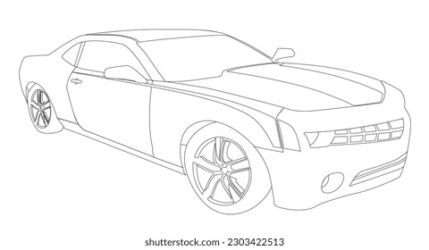 Sports Car without colors detailed vector 