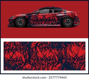 Sports car wrap illustration for vehicle vector Design