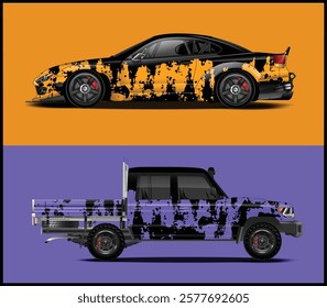 Sports car wrap and truck car graphics design