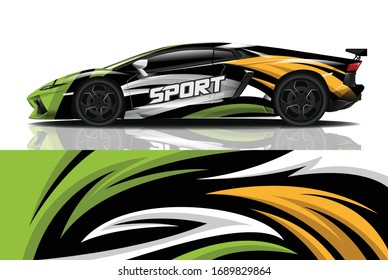 Sports car wrapping decal design