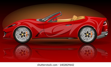 sports car-cabriolet red on a dark background. vector