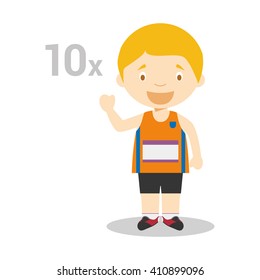 Sports cartoon vector illustrations: Decathlon
