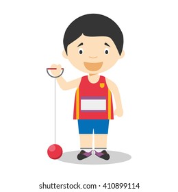 Sports cartoon vector illustrations: Hammer Throw
