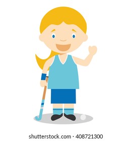 Sports cartoon vector illustrations: Hockey (female)
