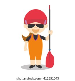Sports cartoon vector illustrations: Rowing (female)