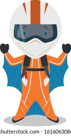 Sports cartoon vector illustrations: Wingsuiting