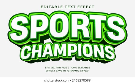 Campeones deportivos 3d estilo de efecto de texto editable