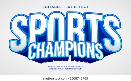 Sports champions 3d text effect. Editable text effect sport style