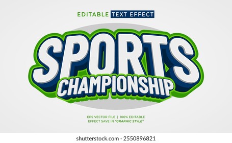 Sports championship 3d editable text style effect template