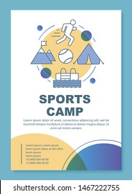 Sports championship bootcamp, brochure template layout. Flyer, booklet, leaflet print design with linear illustrations. Vector page layouts for magazines, annual reports, advertising posters