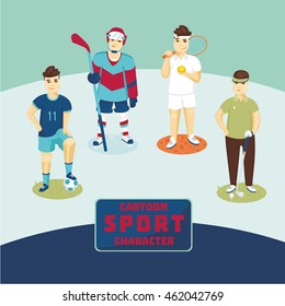 Sports characters set. Cartoon players.