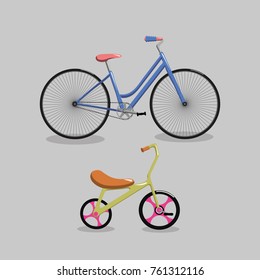 Sports and children's cycle; vector set of 2 bikes