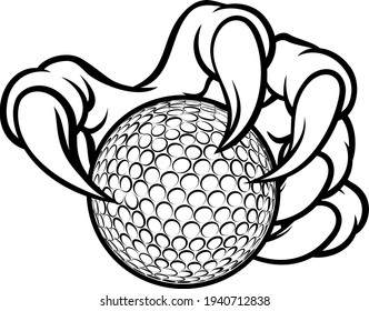 A sports claw or monster hand holding a golf ball