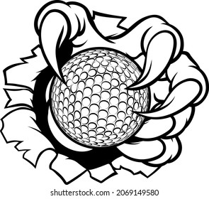 A sports claw or monster hand holding a golf ball