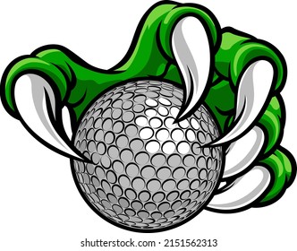 A sports claw or monster hand holding a golf ball
