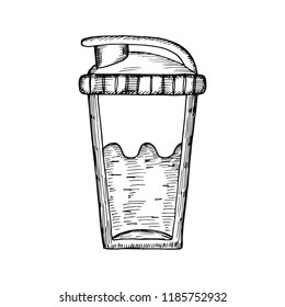 Sports Cocktail Shaker Sketch Isolated.