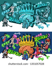 Sports collage , graffiti - Vector illustration