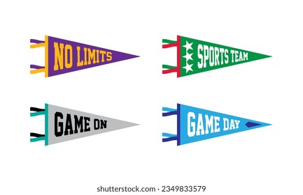 Sports College Fan Pennants set. No limits, Sports team, Game on, Game day.