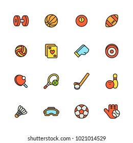 Sports colorful line icon set for website, application and presentataion