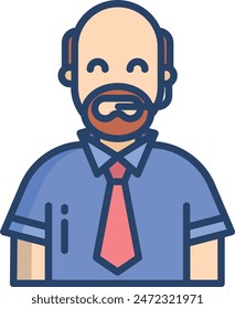 sports commentary man linear color vector illustration
