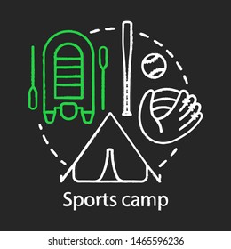 Sports competition training camp chalk concept icon. Summer active and competitive club, holiday resort idea. Sport, health oriented community. Vector isolated chalkboard illustration