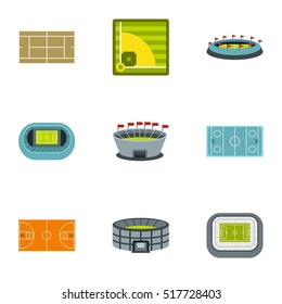 Sports complex icons set. Flat illustration of 9 sports complex vector icons for web