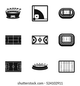 Sports complex icons set. Simple illustration of 9 sports complex vector icons for web