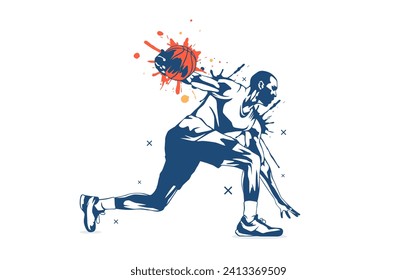 sports concept design. Features a basketball player athlete with an interactive design style. Dribble. Design with the concept of celebrating national sports day. basketball player