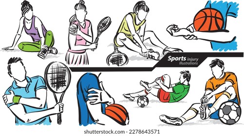 sports concept injury doodle design drawing vector illustration