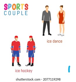 Sports Couple alphabet in vector with I letter. illustration cartoon sports. Alphabet design in a colorful style.