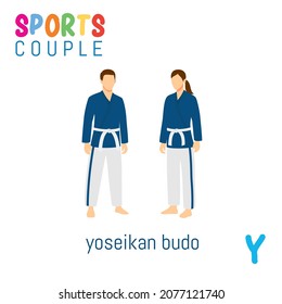 Sports Couple alphabet in vector with Y letter. illustration cartoon sports. Alphabet design in a colorful style.