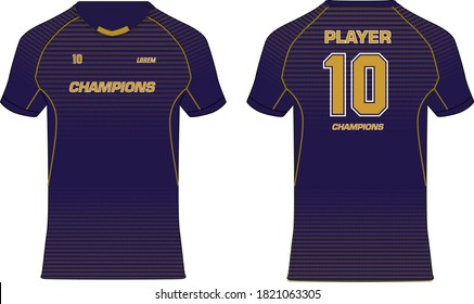 Sports Cricket t-shirt jersey design template, mock up uniform kit with front and back view