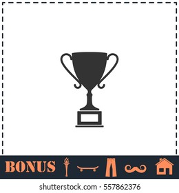 Sports cup icon flat. Simple vector symbol and bonus icon