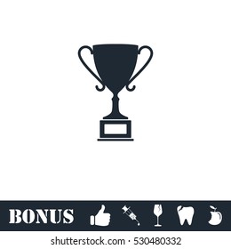 Sports cup icon flat. Vector illustration symbol and bonus pictogram