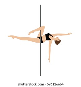 Sports dancing with a pole - woman - isolated on white background - art creative illustration vector