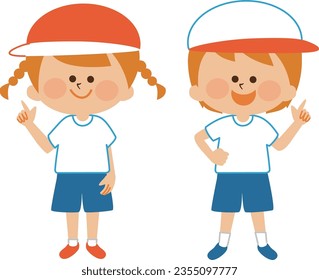 Sports day Illustration material of children pointing