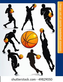 Sports design elements for Web. Basketball Players. Vector illustration sports series.