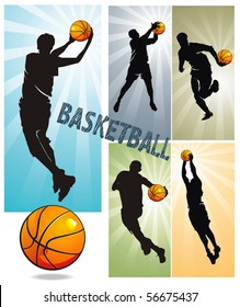 Sports design elements for Web. Basketball Players. Vector illustration sports series.