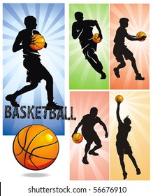 Sports design elements for Web. Basketball Players. Vector illustration sports series.