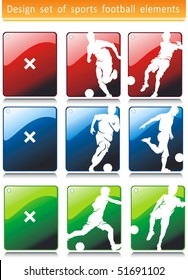 Sports design elements for Web. Soccer player and ball vector.